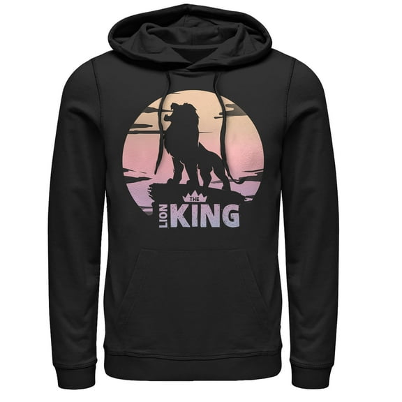 Men's Lion King Sunset Pride Rock Pose  Pull Over Hoodie Black Small
