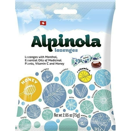Alpinola Loxenges with Menthol,Essential Oils,Vit C & Honey Alpinola 2.65 oz (75 g) Bag