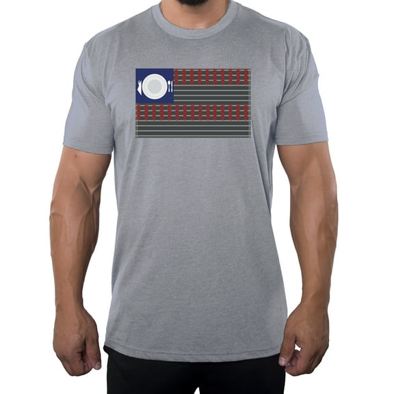 USA Flag Grill T-shirt, Men's 4th of July Shirts, Graphic Tees for Men - Heather Grey MH200PATRIOT S10 S