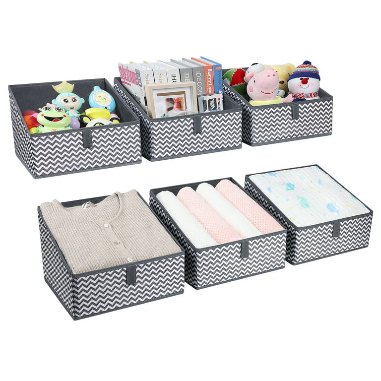 DIMJ Storage Bins, 6 Pcs Trapezoid Closet Storage Baskets for Shelves  Fabric Storage Box, Open Storage Cubes for Clothes Jeans Books Toys Office