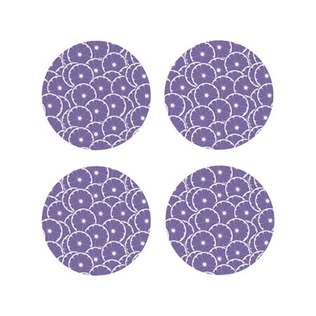 

Drink Coasters Set of 4 purple Lemon Leather Coasters for Coffee Table Protector Heat Resistant Cute Coasters for Home Decor Housewarming Gifts Bar Kitchen 4 Inch Round Shape