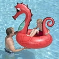 thumbnail image 3 of Swim Central 48" Seahorse 1-Person Inflatable Swimming Pool Inner Tube Float - Coral Red/Blue, 3 of 3