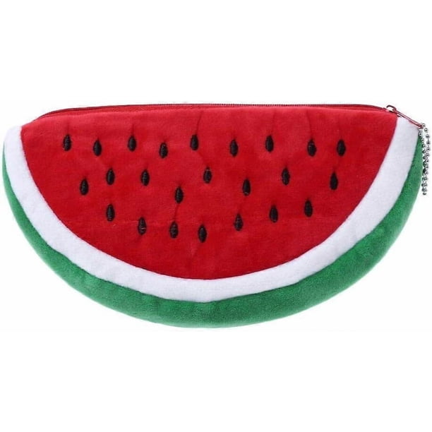 Novelty Watermelon Soft Plush Pencil Pen Case Makeup Cosmetic Pouch Bag Zipper Very