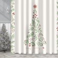 thumbnail image 3 of Christmas Shower Curtain, Green Xmas Pine Tree with Red Star Ornament Holiday Floral Holly Berries Decorations Festive Bathroom Fabric Shower Curtain, Home Decor Tapestry, 3 of 6