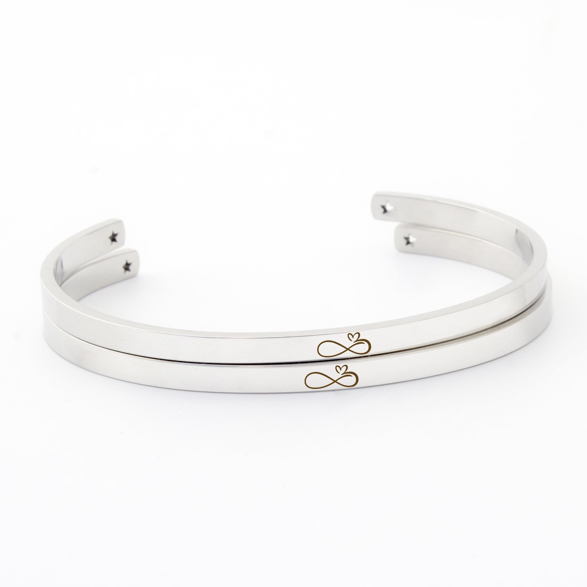"Always my daughter…" Silver Stainless Steel Mother & Daughter Hidden Message Cuff Bracelets Match Mother's Day Gift for Mom Her Gift Set