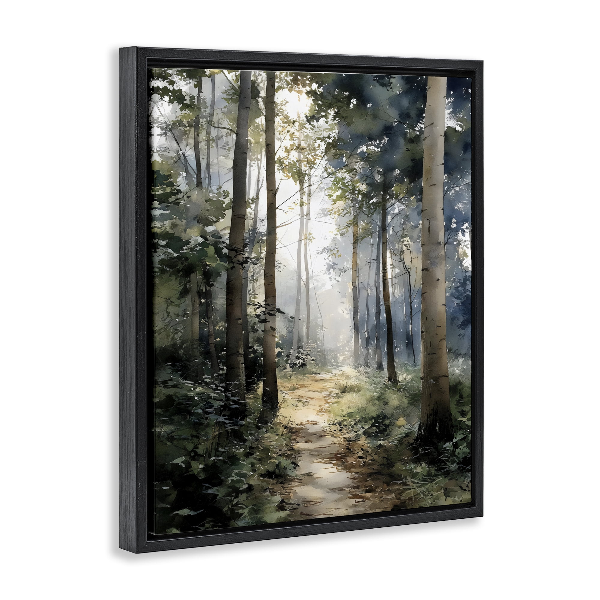 Stupell Industries Forest Path in Morning Black Framed Floater Canvas Wall Art, design by Franklyn Gregory