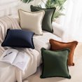 thumbnail image 6 of NEXHOME PRO Boho Throw Pillow Covers for Couch Set of 2 26"x26", Handmade Decorative Linen Pillow Covers Shams for Sofa, Living Room, Farmhouse Fringed Cushion Covers, Olive Green (NO Insert), 6 of 7