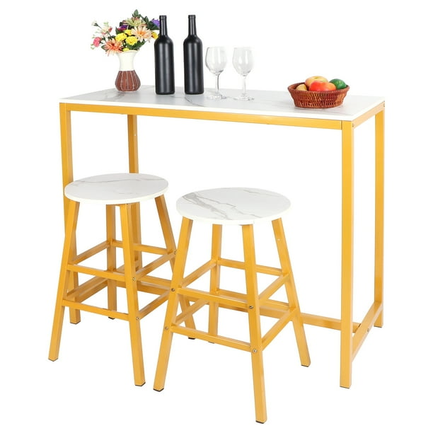 WALFRONT Dining Table for 2 Small Space Dining Room Table Stool Set
