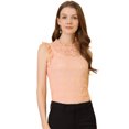 thumbnail image 1 of INSPIRE CHIC Women's Sleeveless Lace Ruffled Semi Sheer Blouse Top, 1 of 6