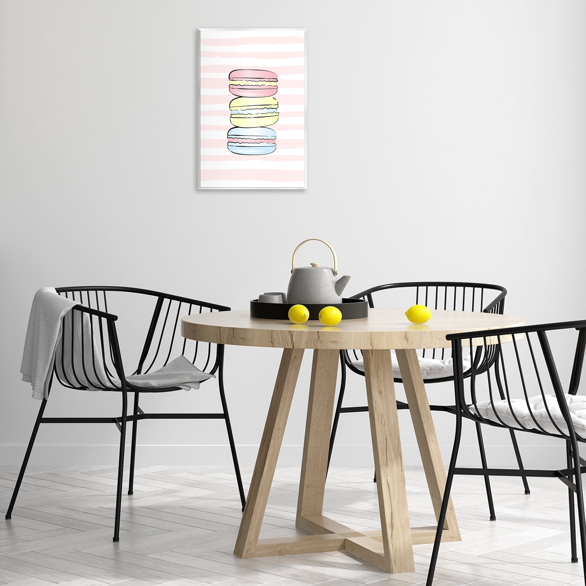 Stupell Industries Pink Stripes Macarons Food & Beverage Painting Unframed Art Print Wall Art, 13 x 19