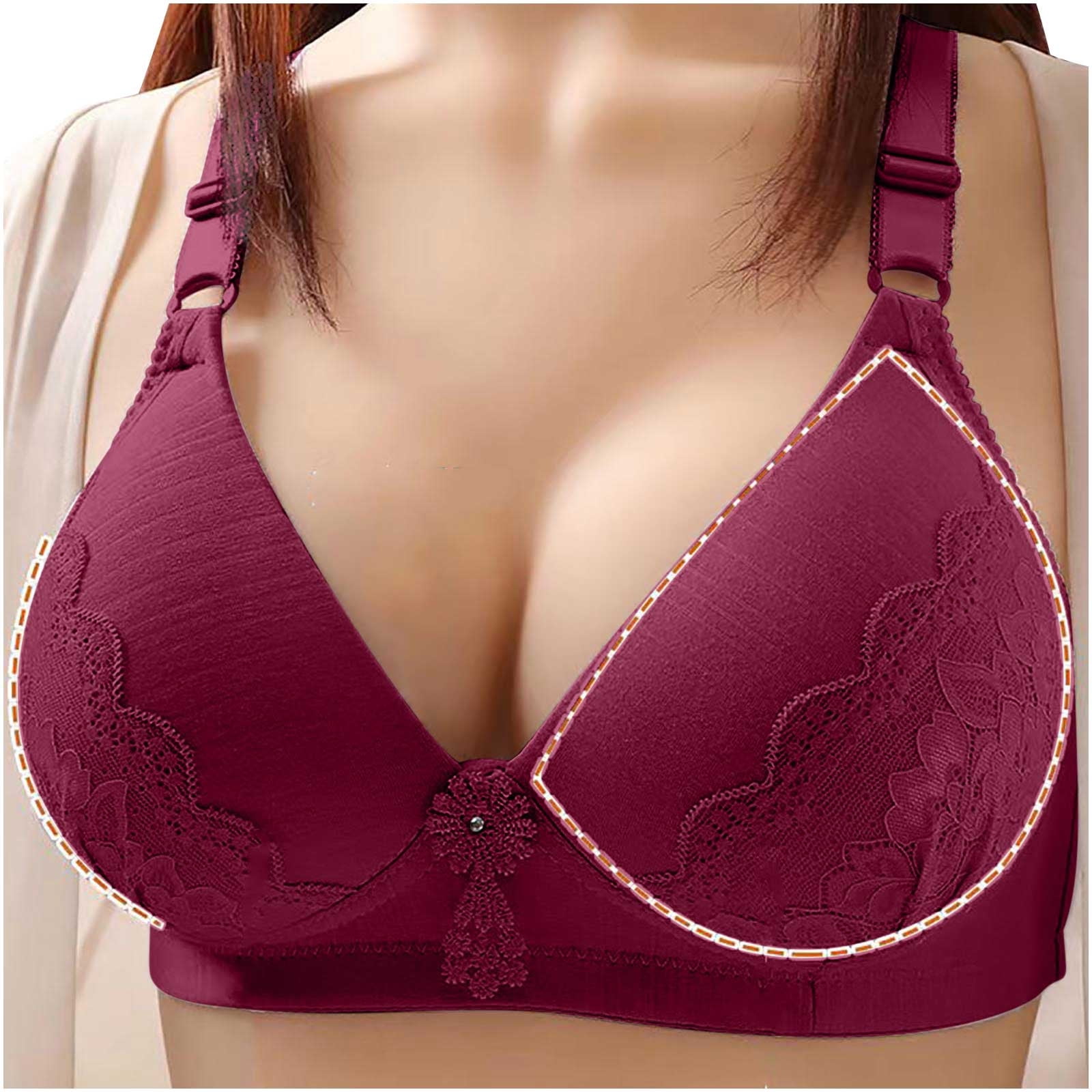 YWDJ Everyday Bras for Women Push Up No Underwire Plus Size Everyday for Sagging  Breasts Breathable Lightly Thin Large Size Gathered Underwear Non Steel  Daily Nursing Bras for Breastfeeding Wine XL 