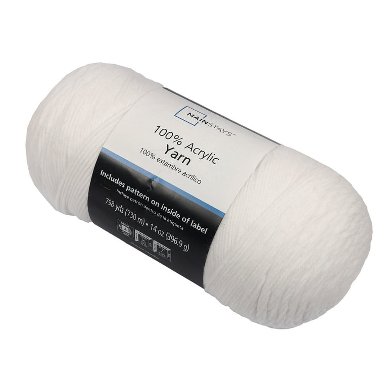 Mainstays Medium Acrylic White Yarn, 14 Oz 798 Yards 