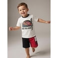thumbnail image 4 of Disney Pixar Cars Lightning McQueen Toddler Outfit for Boys, 2PC T-Shirt & Fleece Shorts Set (White, 4T), 4 of 6