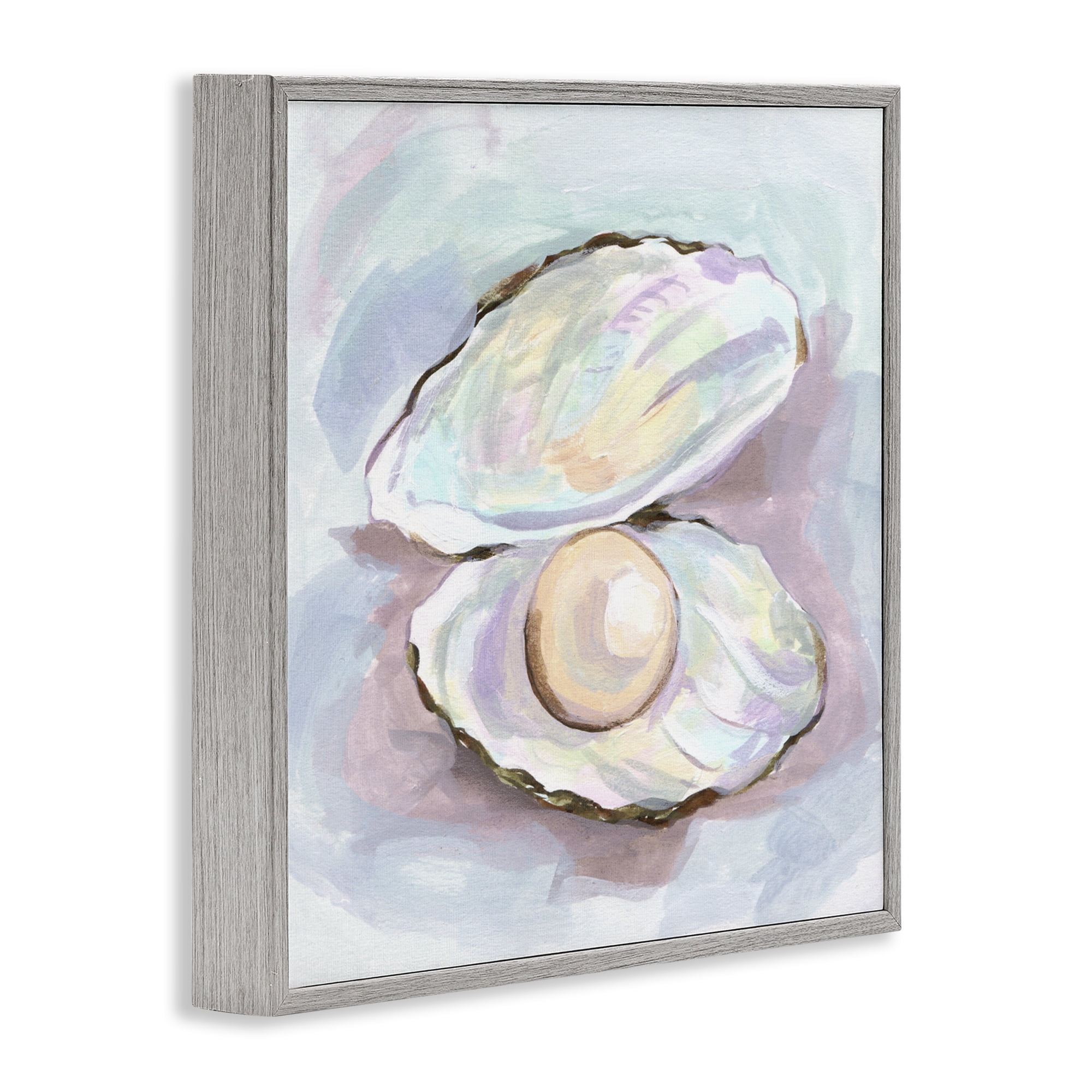 Stupell Industries Silent Opal Clam Pearl Gray Framed Giclee Art, design by Melissa Wang