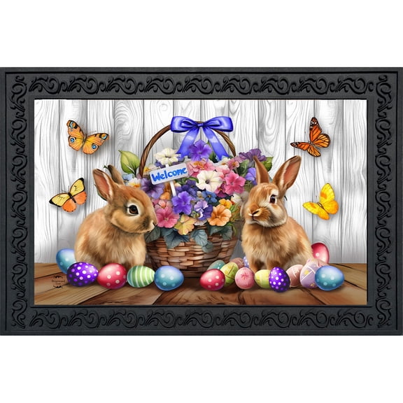 Briarwood Lane Spring Easter Doormat 30x18 Indoor Outdoor Welcome Bunny and Basket For Easter Doormat