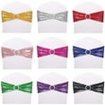 thumbnail image 5 of Zukuco Chair Sashes Bows Sequin Stretchy Spandex Bands One-Sided Sequins Decor for Wedding Party Home Chair Cover Sash Decorations, 5 of 5