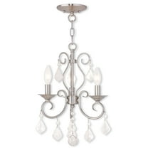 3 Light Brushed Nickel Mini Chandelier/Ceiling Light fixture with Clear Crystals Shade