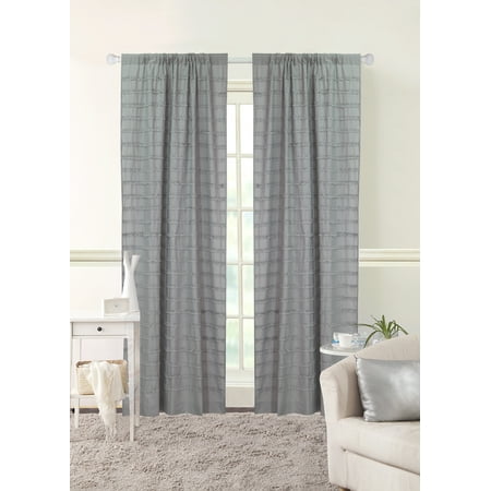 White Silver Stripe - Better Homes & Gardens Ruffle Stripe Single Window Curtain Panel