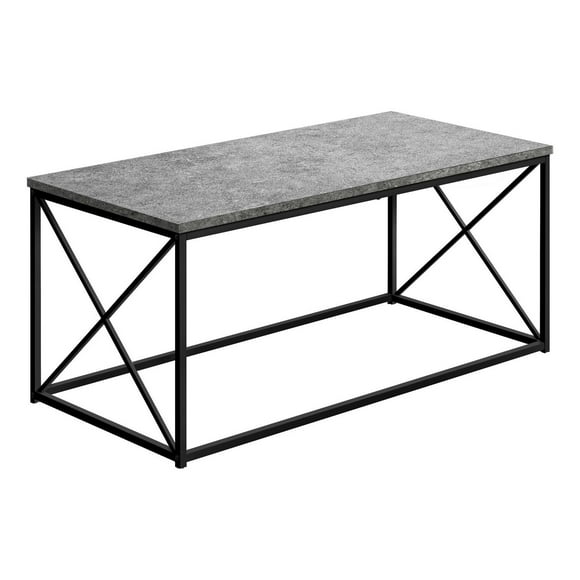 Monarch Specialties Coffee Table, Accent, Cocktail, Rectangular, Living Room, 40"l, Metal, Laminate, Grey, Black, Contemporary, Modern