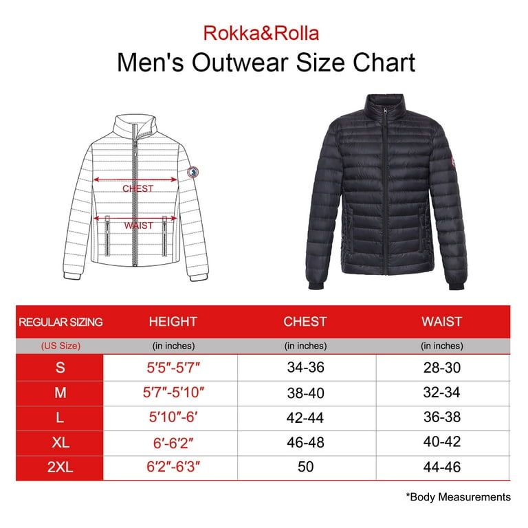 Rokka Rolla Men s Ultra Light 650 Fill Power Down Jacket Windproof Packable Puffer Coat Walmart
