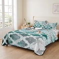 thumbnail image 2 of Full Quilt Set 78''x90'', Turquoise Morocco Lightweight Bedspread Coverlet Set with 2 Pillow Shams, Grey Ombre Retro Mottled Painting Art Breathable All Season Quilt Bedding for Bedroom/Guest Room, 2 of 9