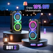 Dual 6.5-inch 160W Bluetooth Speaker, Large Party Speakers with Rich Bass, TWS Mode, Microphone Jack, Support Usb Aux TF for DJ Karaoke Games