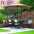 thumbnail image 1 of Yaheetech 9FT LED Patio Market Umbrella with 22lbs 17.5'' Patio Market Umbrella Base, Tan, 1 of 10