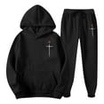 thumbnail image 3 of VBTAPA Christian Girts for Men 2 Piece Hoodie Tracksuit Jesus Cross Graphic Print Hooded Sweatshirt and Jogging Sweatpants Lounge Sweatsuits Set Black M, 3 of 6