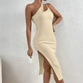 thumbnail image 5 of IROINNID Reduced Formal Dress for Women Wedding Guest Homecoming Party Trendy Sexy Hollow Out Sleeveless Dress,Beige, 5 of 8