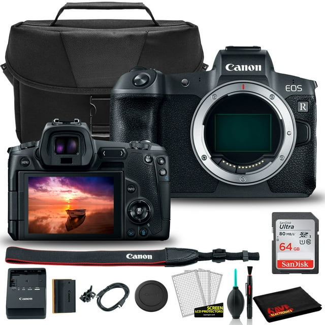 Canon R Mirrorless Camera (Body) + Canon Bag + Sandisk 64GB + Care Kit(International Model)