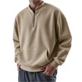thumbnail image 2 of Big and Tall Sweatshirt Men Quarter Zip Pullover Lightweight 1/4 Zip Pullover Long Sleeve Casual Sweaters Khaki S, 2 of 4