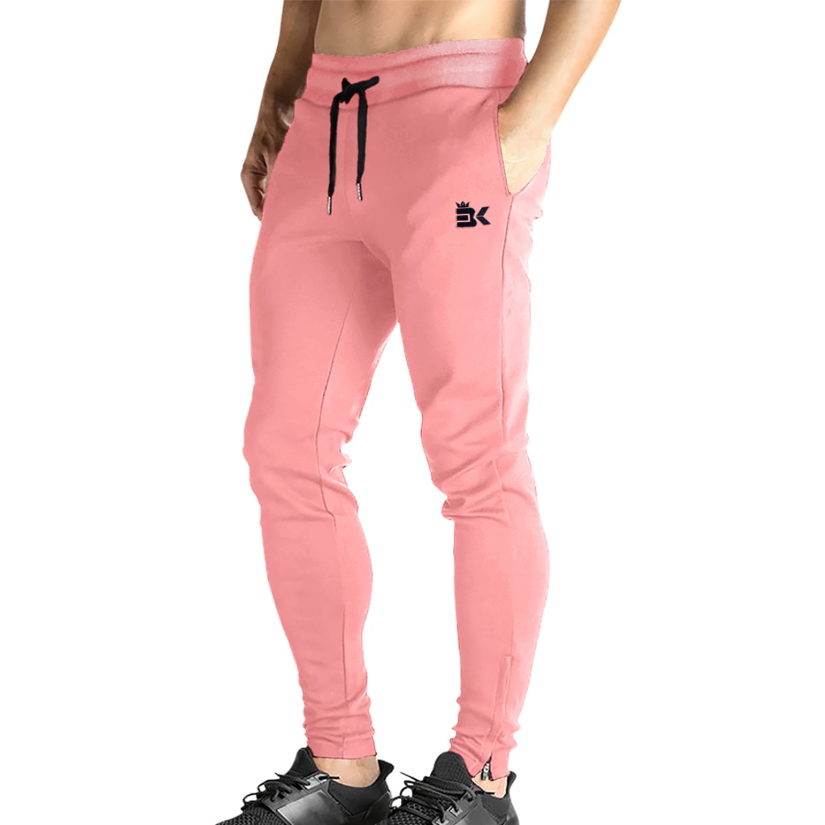BROKIG Mens Zip Gym Joggers Pants, Sports Athletic Trousers Workout Sweatpants Casual Track