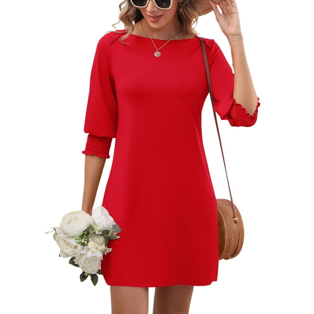 Vestido de verano LUYAA 2025 para mujer rojo poliéster/rayón/spandex