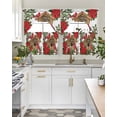 thumbnail image 4 of Christmas Swag Curtains for Living Room/Bedroom Windows, Red Cardinal Poinsettia Hut Berry Pine Needles Kitchen Curtains and Valances Set 36 Inch Length, Light Filtering Swags Valance Curtain Panels, 4 of 5