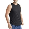 thumbnail image 6 of Sakmal Black Men'S Tank Tops Scoop Neck Black Muscle Solid Camisole Stringer Sleeveless Shirts, 6 of 7