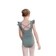 thumbnail image 2 of LYMAYTER Girls Gymnastics Leotards Kids Cross Back Practice for 3-11Y Ruffle Short Sleeve Ballet Bodysuit, 2 of 8