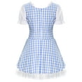 thumbnail image 6 of iEFiEL Womens Maid Cosplay Babydoll Mini Dress Masquerade Party Lace-Up Ruffle Apron Plaid Dress Blue S, 6 of 7