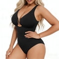 thumbnail image 6 of Roncen Tummy Control Swimsuits One Piece V Neck Slimming Bathing Suit for Women Cutout Ruched Shapewear Swimwear, 6 of 7