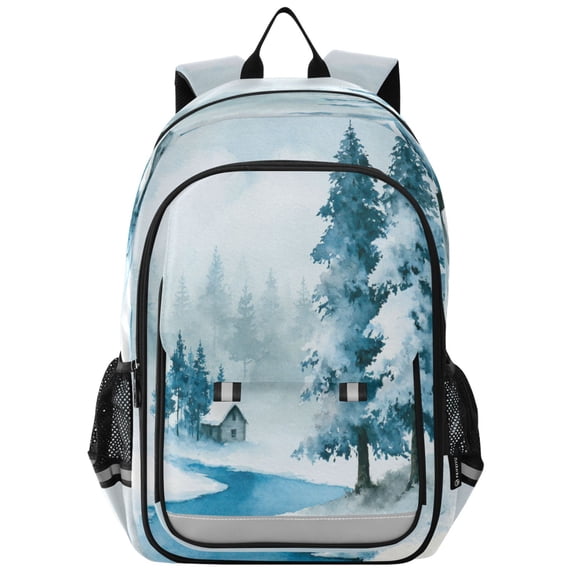Backpack 12.9 *5.1 * 17.7 Inches Outing Backpack, Shopping Backpack, Travel Backpack Winter Pine Snow Scenery