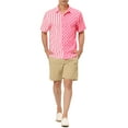 thumbnail image 2 of MODA NOVA Big & Tall Men's Summer Stripe Polka Dots Patchwork Hawaiian Shirt Pink White 2XLT, 2 of 6