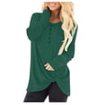 thumbnail image 1 of Pompotops T-Shirt Décontracté à Col Rond pour Femmes Manches Longues Ample Blouse Unie, 1 of 9