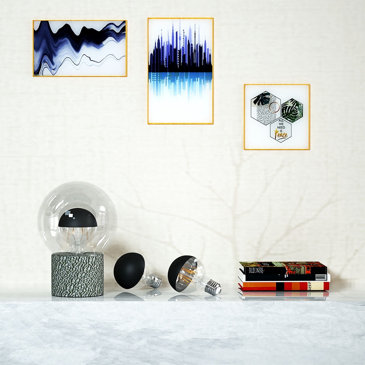 Half Chrome Light Bulb Dimmable 6W (Equivalent 60 Watt) LED Edison Bulb G25/ G80 Half Black Dipped LED Bulb Globe Shape 2700K Warm White Decorative Mirror Light Bulb CRI 90+ E26 Base Pack of 2 (Black)