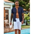 thumbnail image 3 of COOFANDY Mens Vintage Knit Polo Shirt Casual Short Sleeve Button Down Shirts Summer Beach Wear, 3 of 7