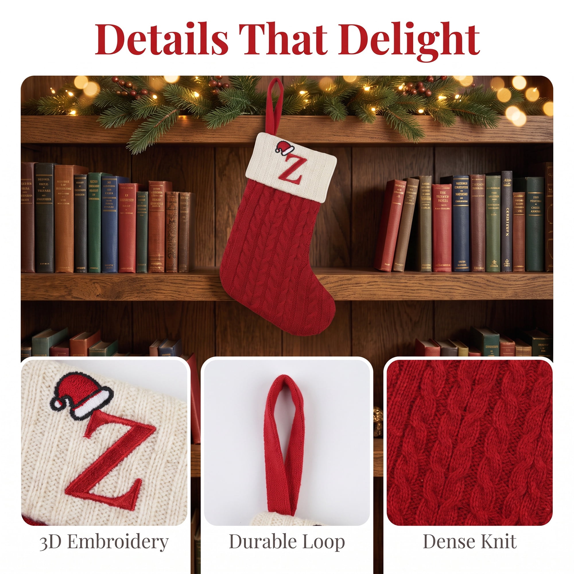 Unique Bargains Cartoon Christmas Luxury Grand Hearth Accent Stocking Letter Z 8"