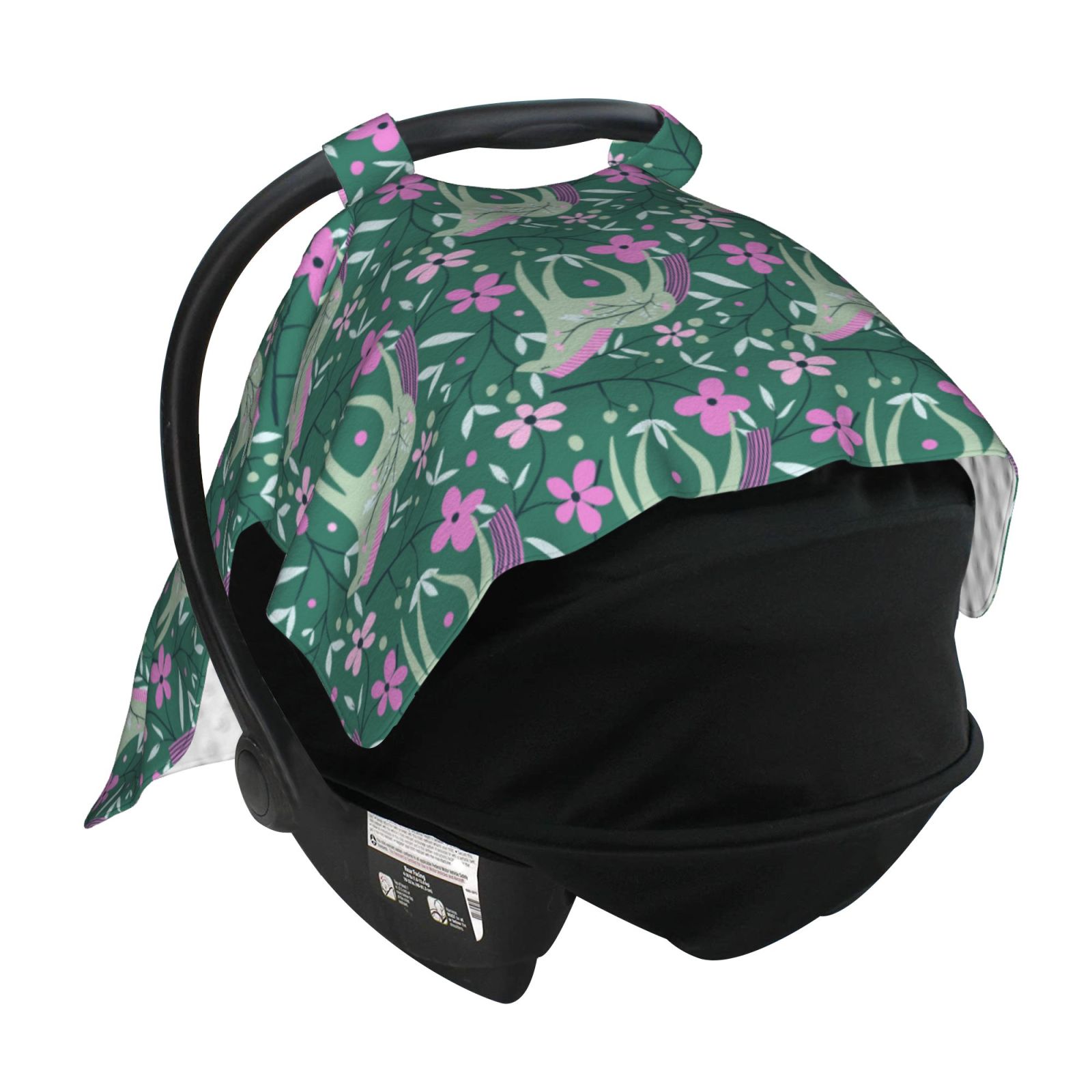 Car Seat Cover Baby - Abstract Cute Horse Flower Green Breathable Infant Car Seat Cover for Baby Carseat, Lightweight Comfort Baby Essentials Must Haves Newborn Stuff for Girl Boy