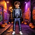 thumbnail image 2 of XIYON Boy Halloween Outfit Skeleton Pullover Hoodie and Sweatpants Cozy 2 Piece Sweatsuit Fall Winter Casual Outfit, 2 of 6