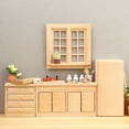 thumbnail image 3 of Mueble de casa de muñecas en miniatura para fregadero de cocina, armario de madera, 3 of 3