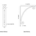 thumbnail image 2 of Ekena Millwork 1 1/2"W x 7 1/2"D x 10"H Legacy Wrought Iron Bracket, (Single center brace), Antiqued Silver, 2 of 8