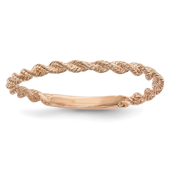 14K Rose Gold Polished Twisted Rope Ring
