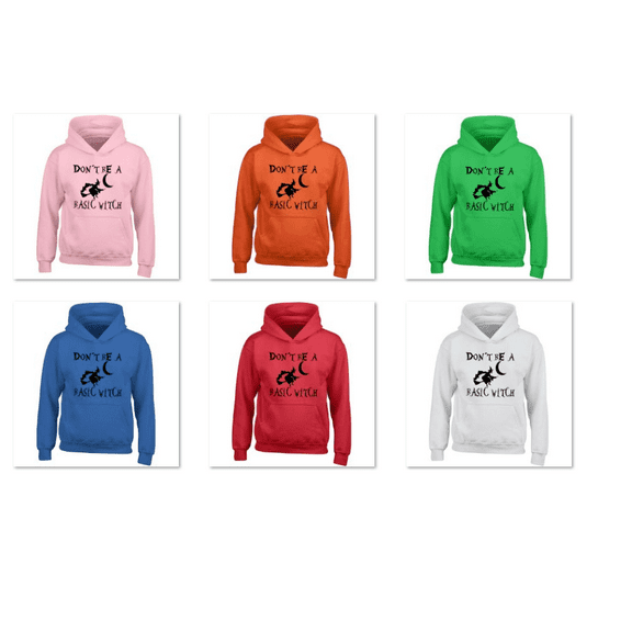 Unisex Don't Be Basic Witch Printed Design Hoodie Halloween Hoodie Long Sleeve Sweatshirt Soft and Comfy Hoodie, Lightweight Hoodie Red Small